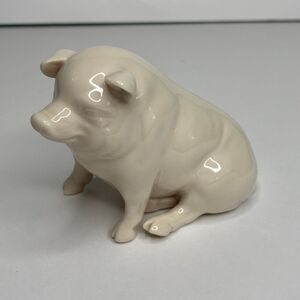 Vintage Belleek Pottery Porcelain Pig Figurine: 2" Height, Ireland